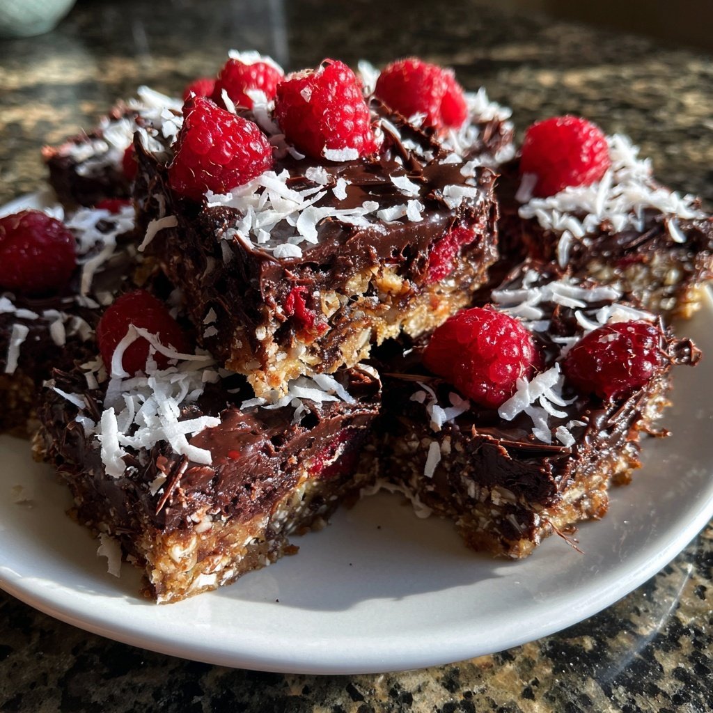 Chocolate Raspberry Coconut Squares