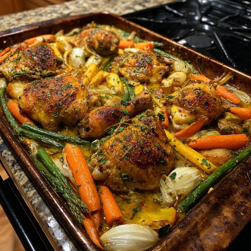 Sheet Pan Chicken With Garlic Sauce