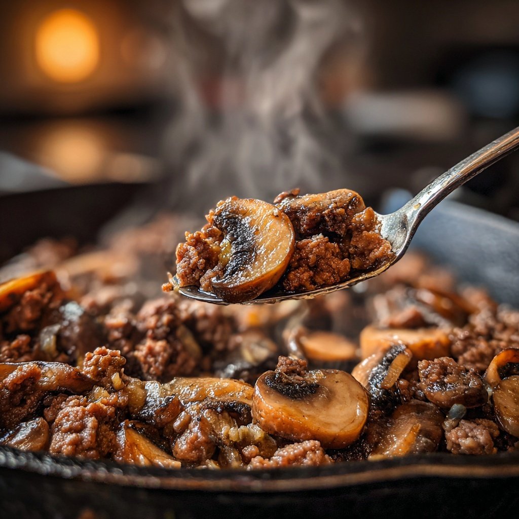 Hamburger Meat And Mushroom Skillet