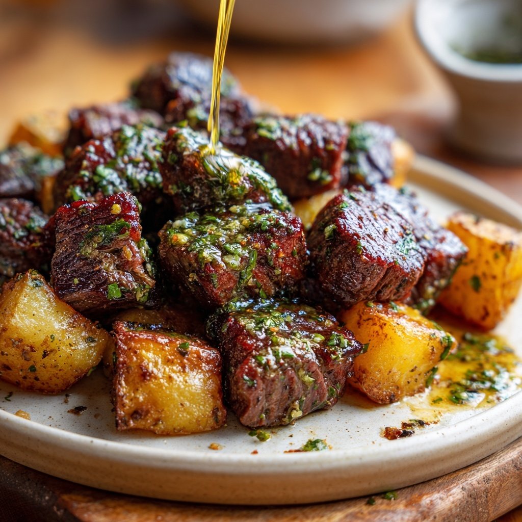 Garlic Butter Steak Bites With Potatoes