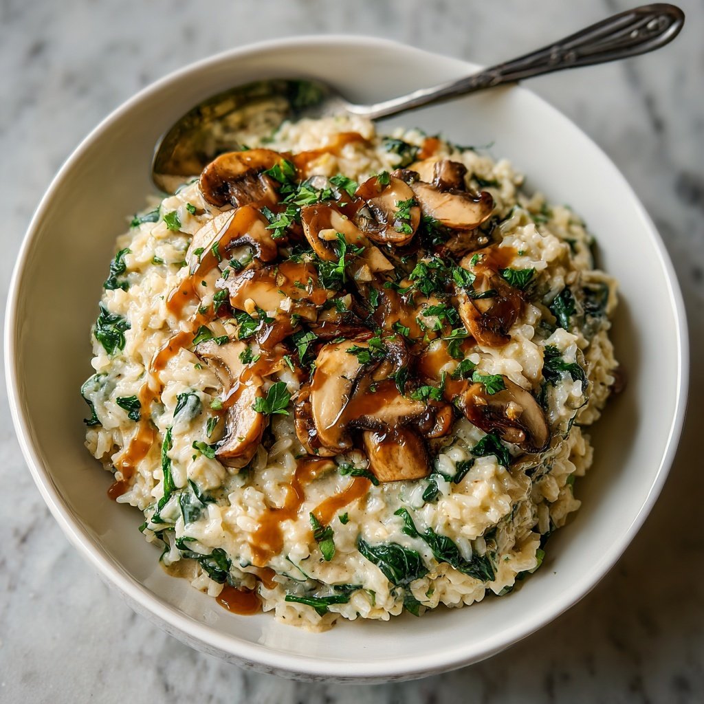 Creamy Mushroom Spinach Rice
