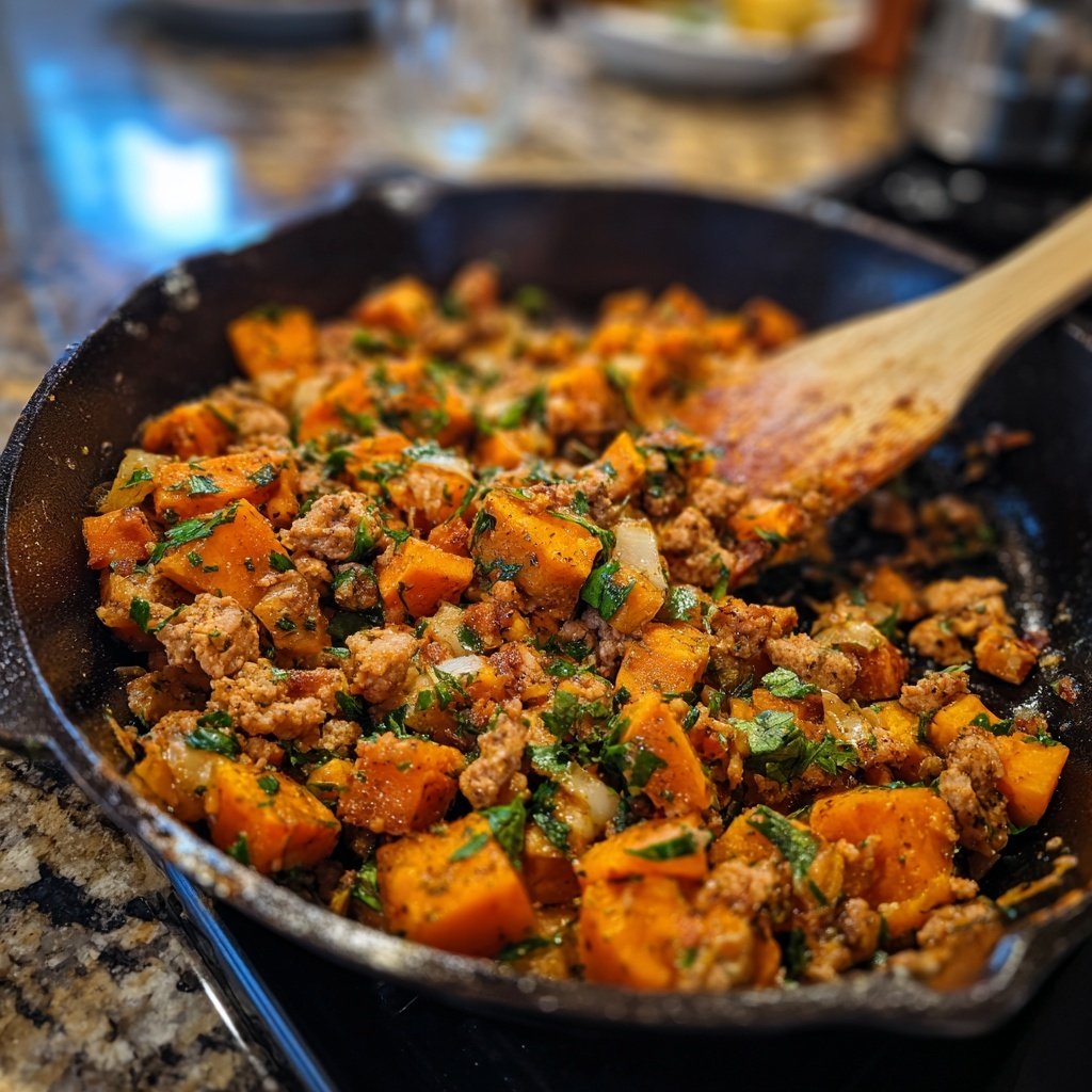 Ground Turkey And Sweet Potato Skillet