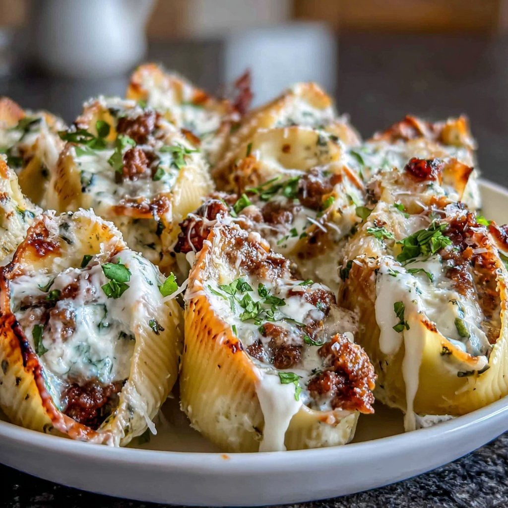 Ground Beef And Spinach Stuffed Shells