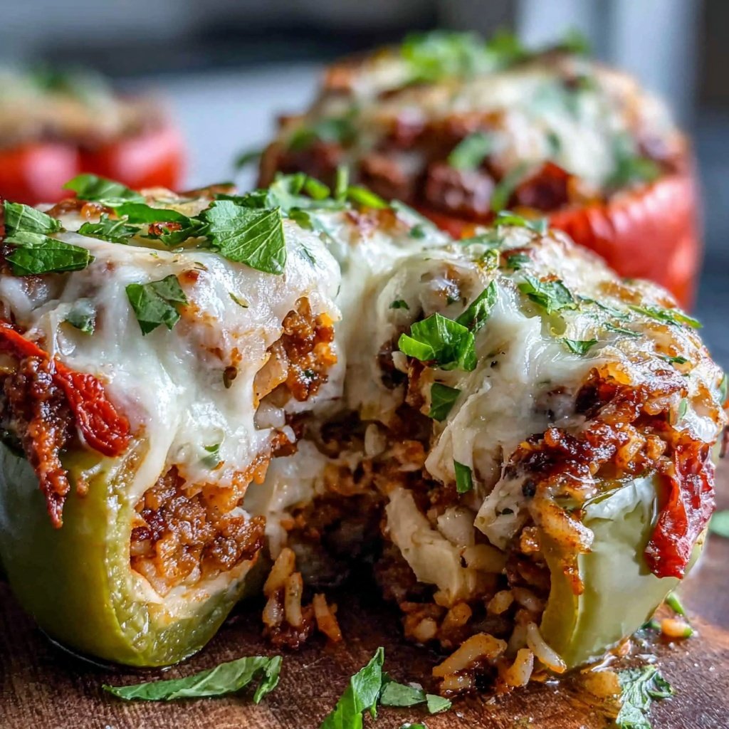 Ground Beef And Rice Stuffed Peppers