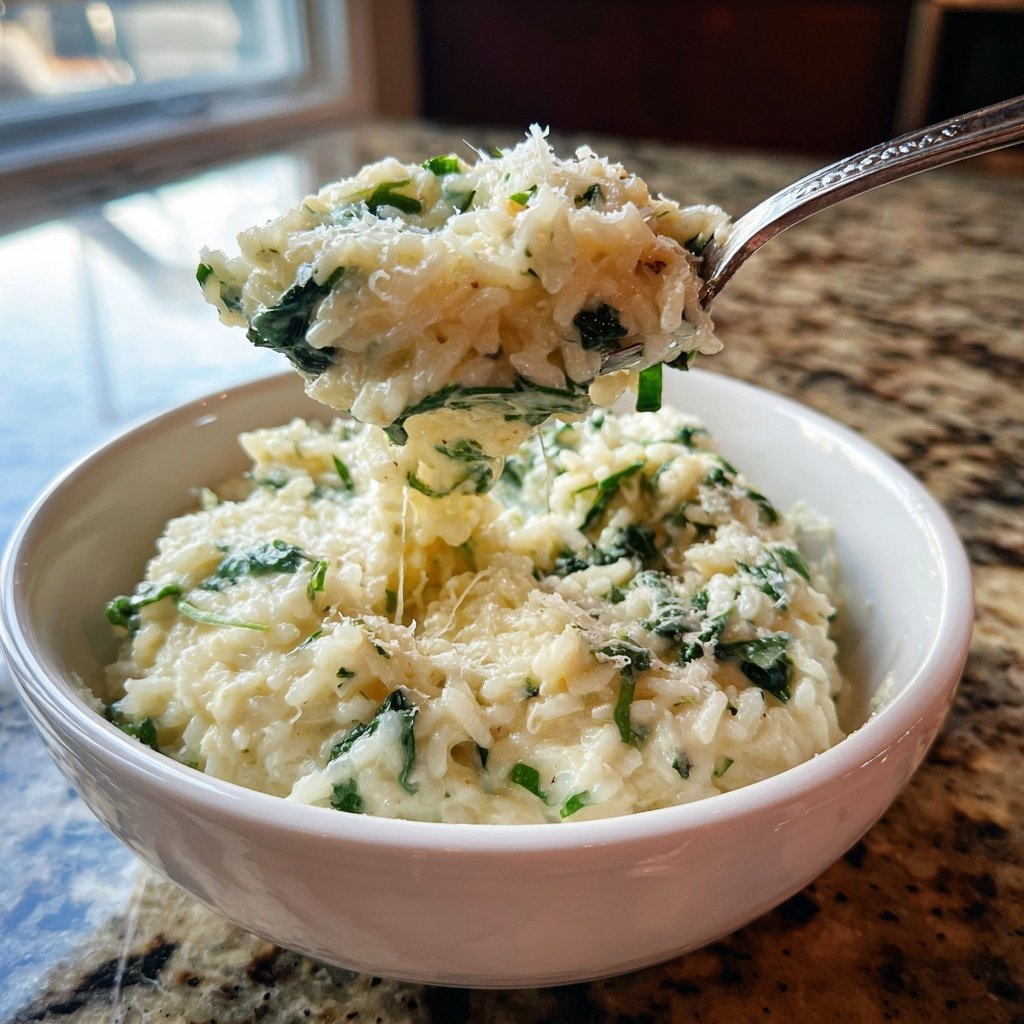 Creamy Garlic Rice with Spinach